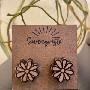 Handcrafted Daisy Wooden Earrings